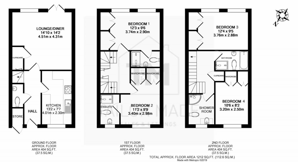 Floorplans For Room 4 - 2  Silken Court, Nuneaton Warwickshire CV11 - BILLS INCLUDED DOUBLE ROOM, PRIVATE BATHROOM