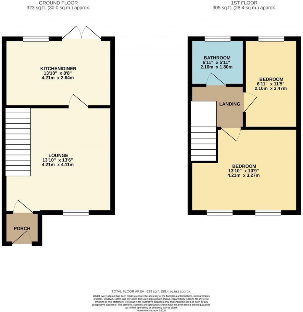 Floorplans For Sandpiper Road, Aldermans Green, Coventry - 2 Bedroom Semi