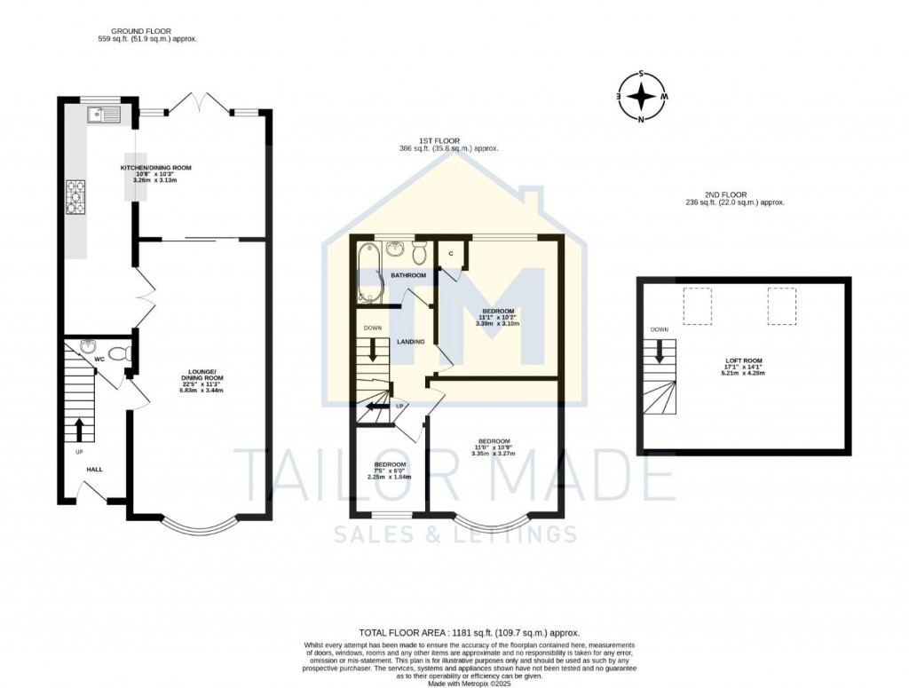 Floorplans For Lincroft Crescent, Chapelfields, Coventry - Extended Three Bedroom + Loft Room