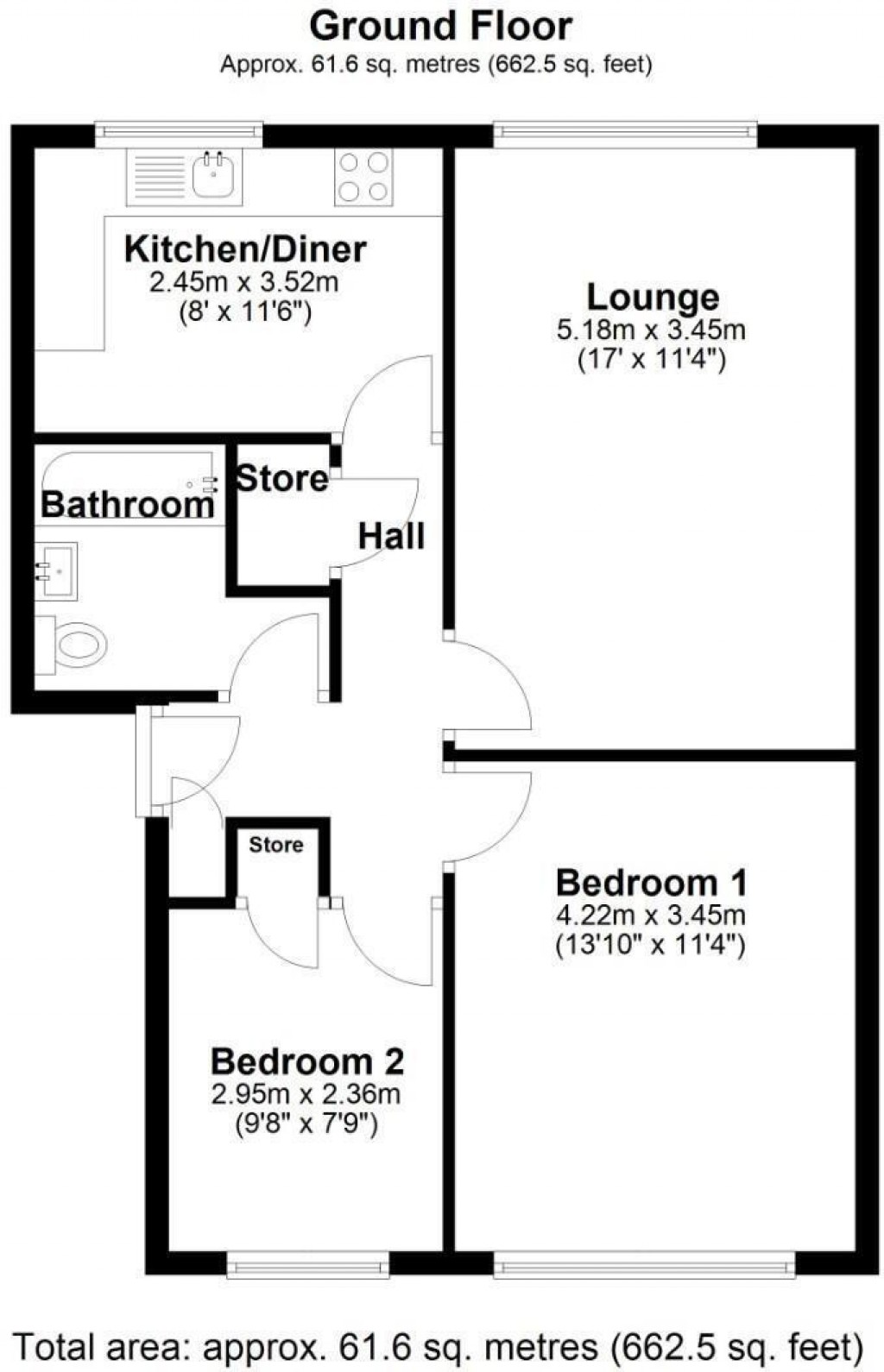 Floorplans For Bankside Close, Coventry - Modern 2 Bedroom Ground Floor Apartment
