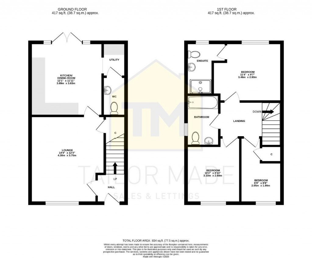Floorplans For 'Byron Design', Chestnut Gardens, Nursery Walk, Allesley, Coventry - NO CHAIN