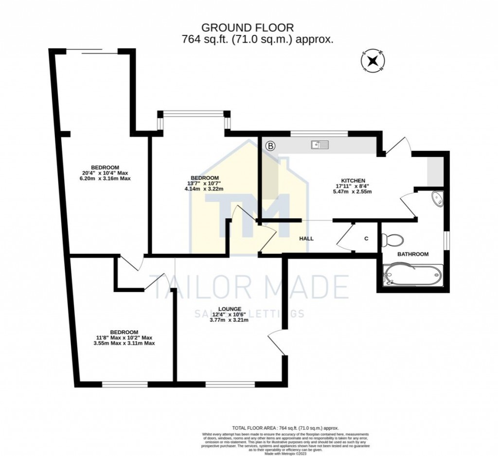 Floorplans For Lyndale Road, Coventry - Large Ground Floor 3 Bedroom Flat