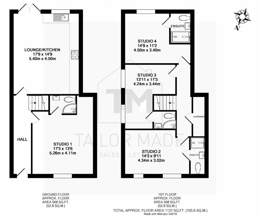 Floorplans For Room 2 - 1 Riverside Studios Riverside Close Whitley, Coventry, CV3 4AT - BILLS INCLUDED ENSUITE HOUSE SHARE